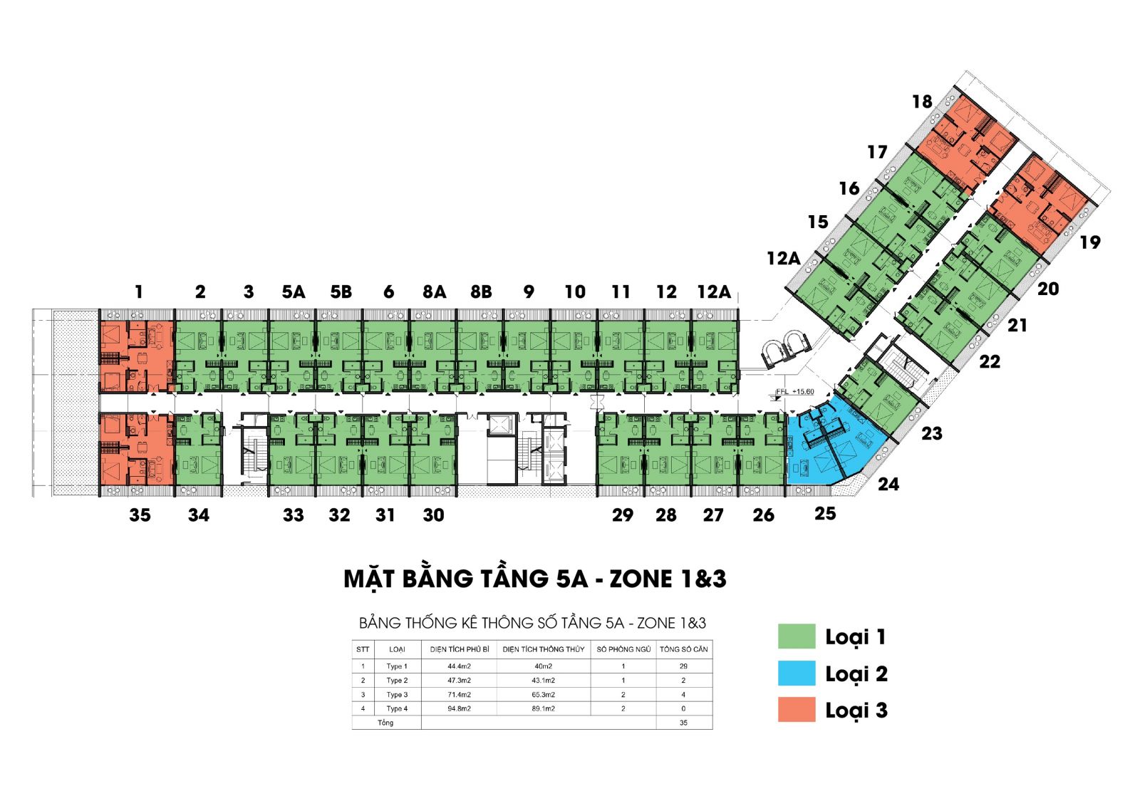 mặt bằng tầng 5A